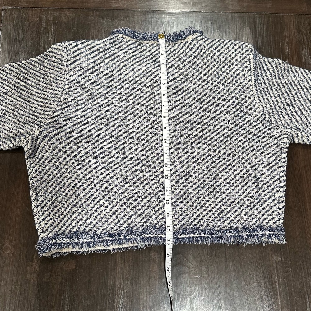 J.Crew Collection Textured Cotton Lady Jacket | NWT | M | Navy White | Fringe - Picture 9 of 15